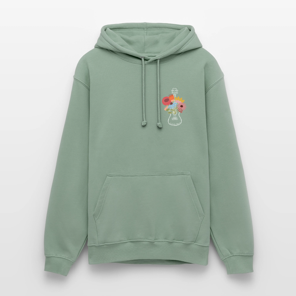 Ukulele Unisex Hoodie - "Flower Power" - Graugrün