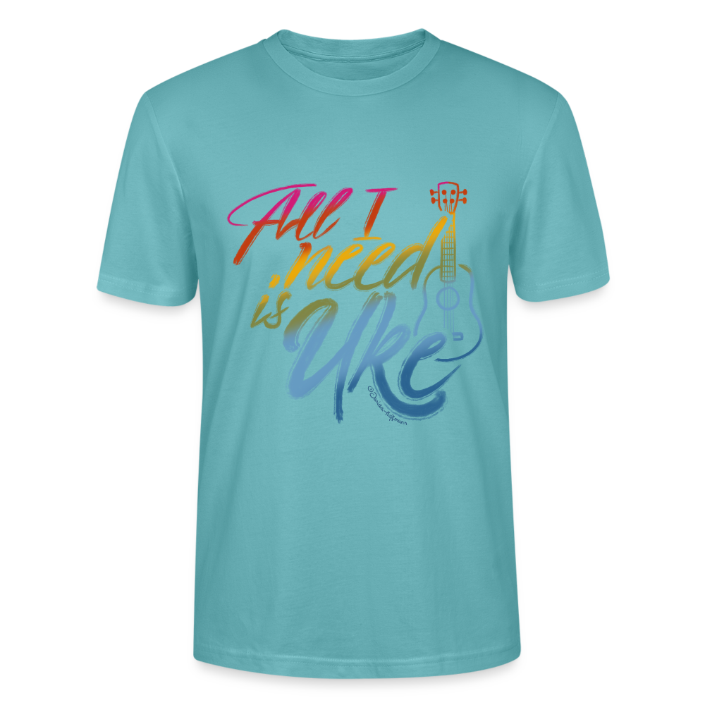 Ukulele T-Shirt Unisex - "All I need is Uke" - Pastelltürkis