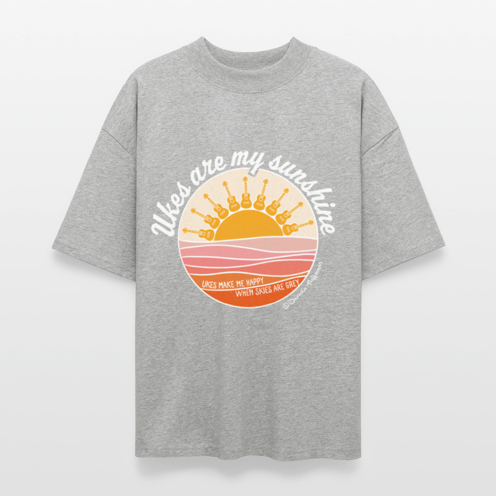 Ukulele Damen T-Shirt - "Ukes are my sunshine" - CURVY VIBES - Grau meliert