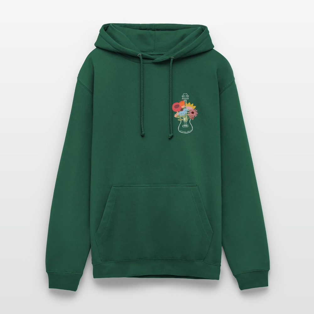 Ukulele Unisex Hoodie - "Flower Power" - Flaschengrün
