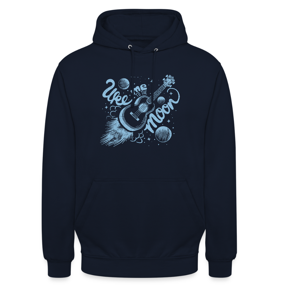 Ukulele Unisex Hoodie - "Uke me to the moon" - Navy
