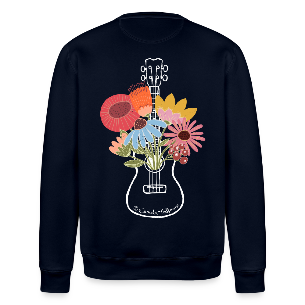 Ukulele-Sweatshirt - "Flower Power" - Navy