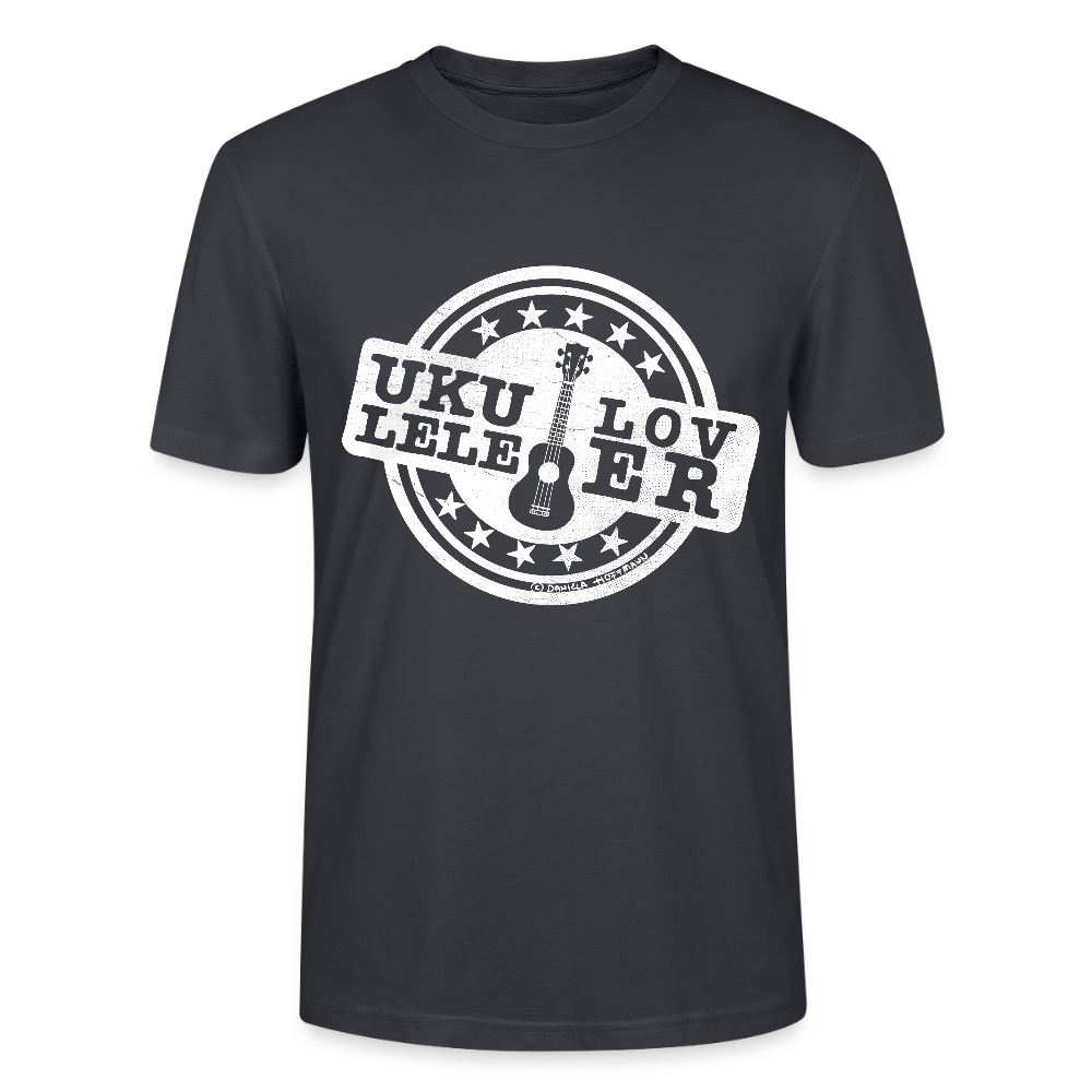 Unisex Ukulele-T-Shirt - "Let your music take flight" - Dunkles Graublau