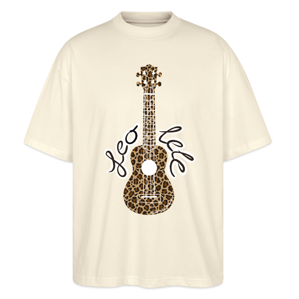 Ukulele Damen T-Shirt - "Leo-lele" - CURVY VIBES - Weißgrau