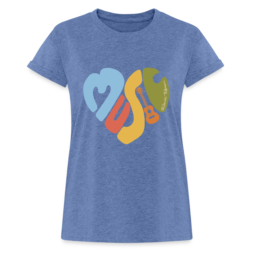 Ukulele Damen T-Shirt - "Music love" - Denim meliert