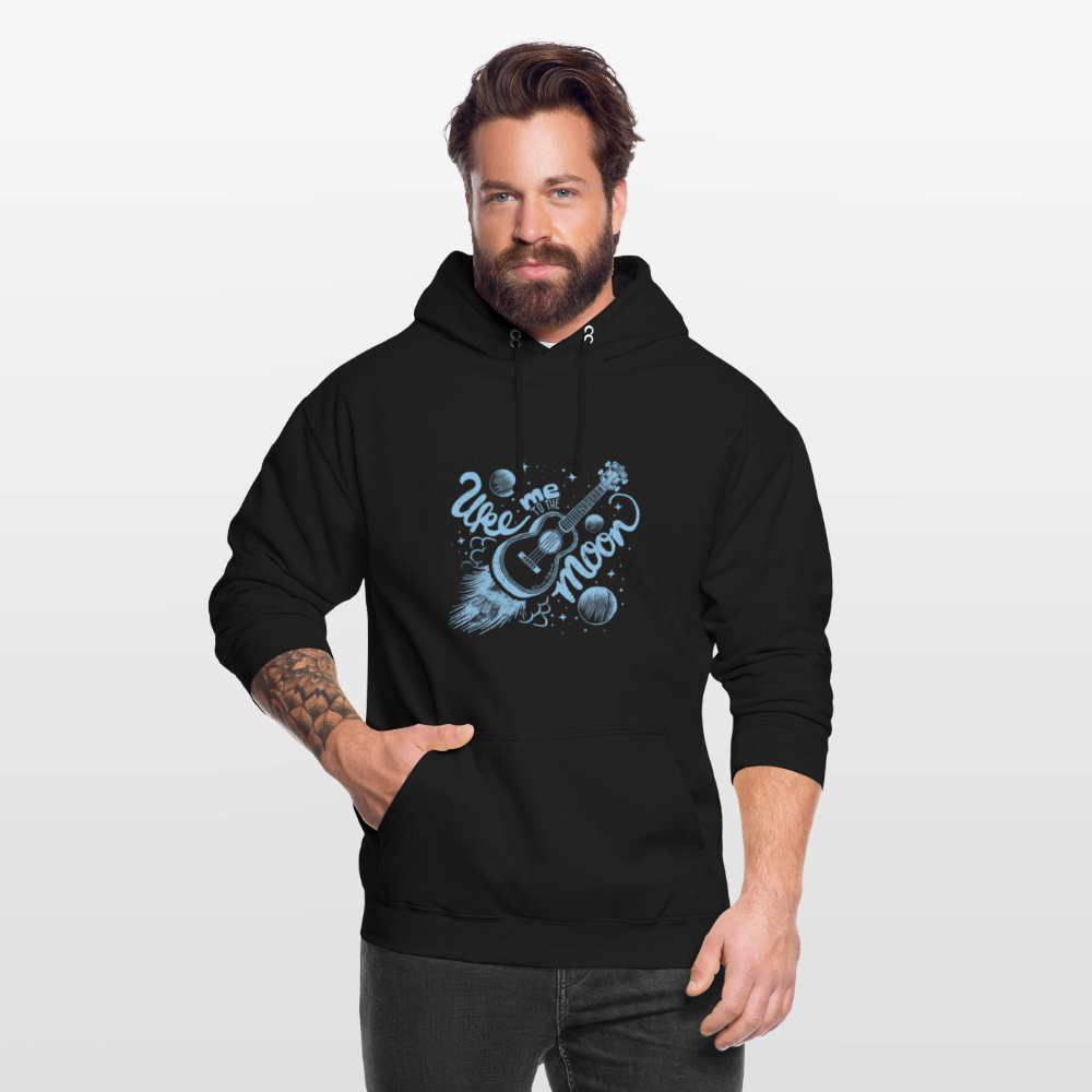 Ukulele Unisex Hoodie - "Uke me to the moon" - Schwarz