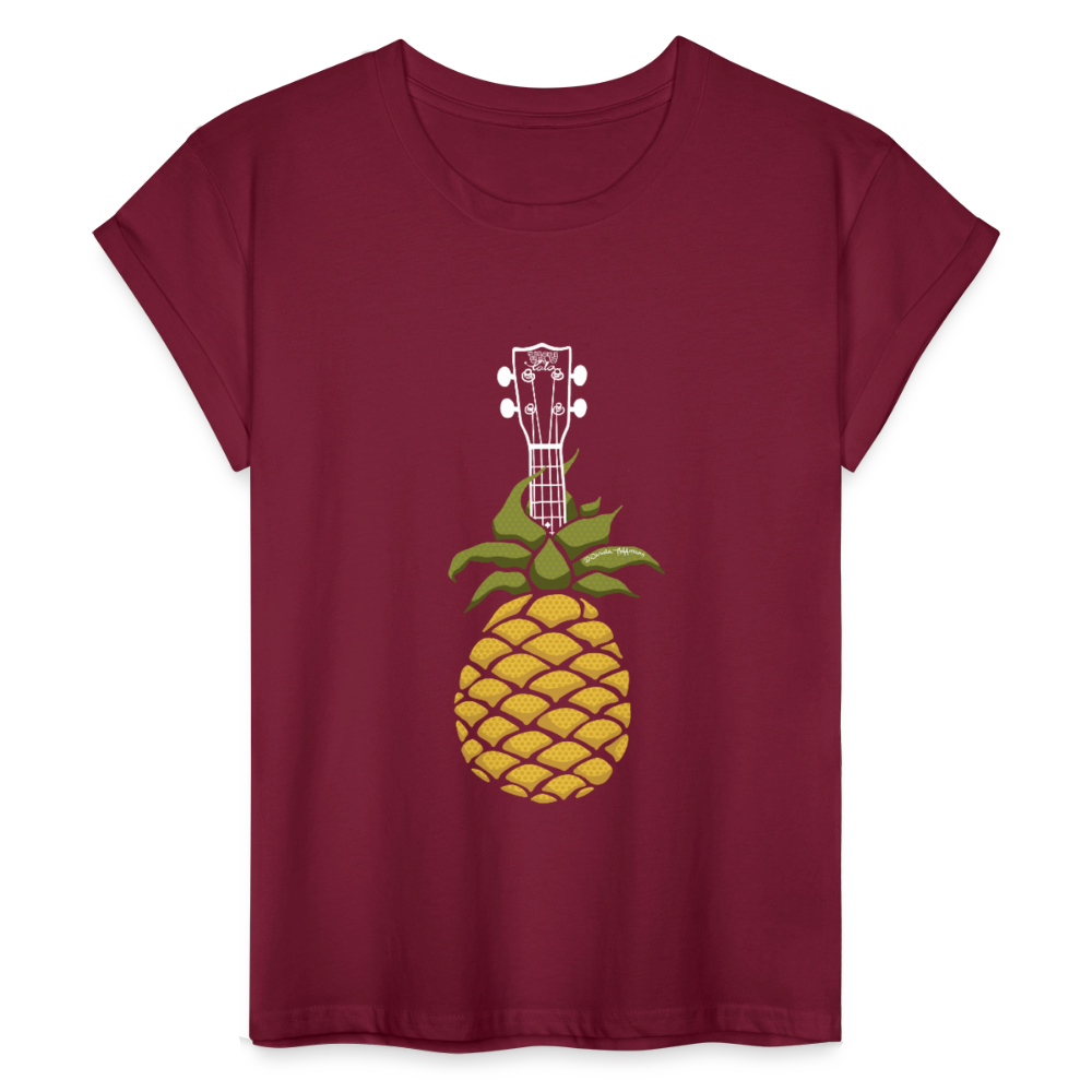 Ukulele Damen T-Shirt - "Pinapple Jam" - Bordeaux