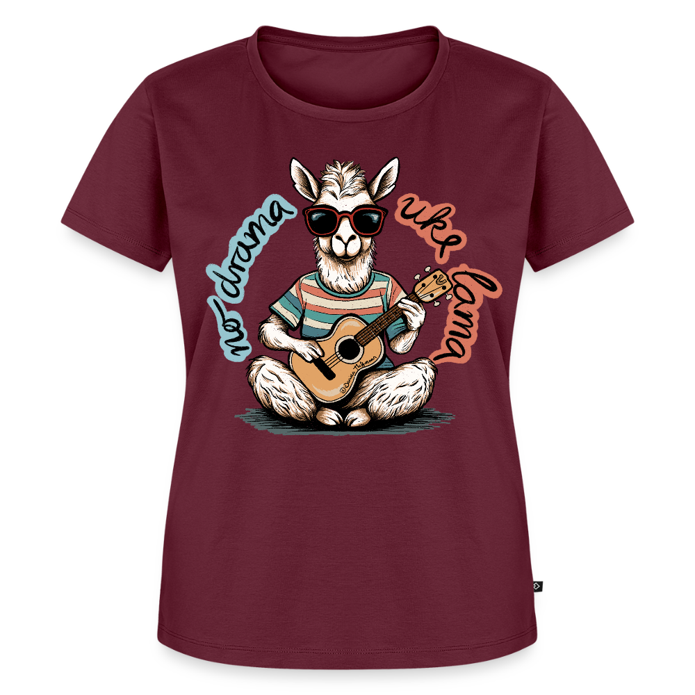 Damen Premium T-Shirt - "No drama - Uke Lama" - Burgunderrot