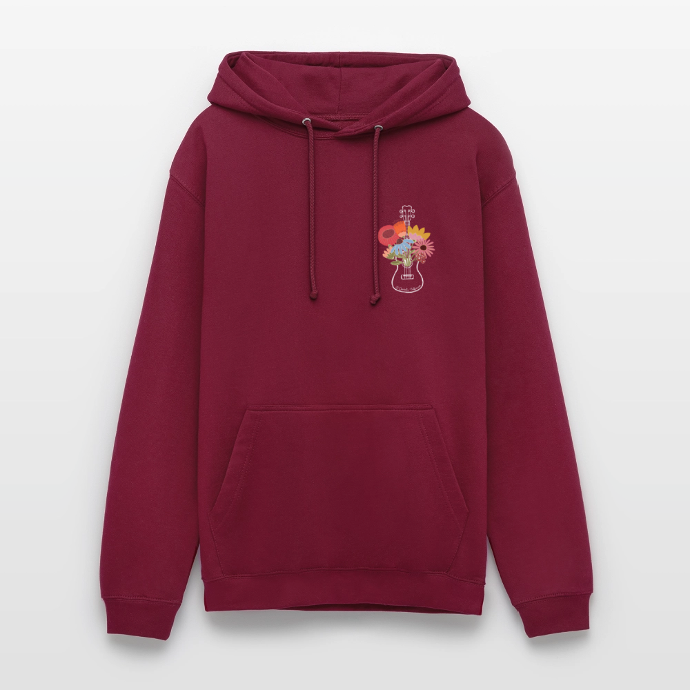 Ukulele Unisex Hoodie - "Flower Power" - Bordeaux