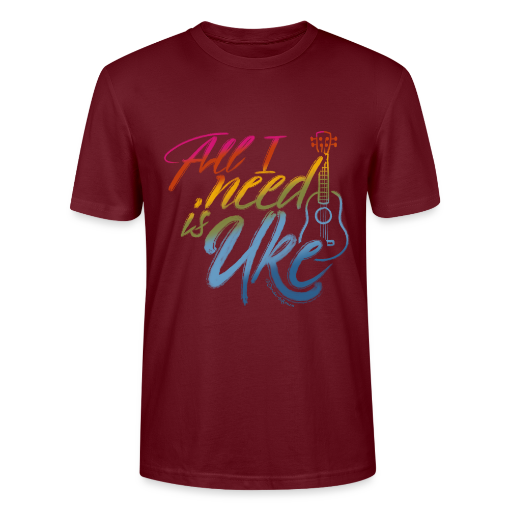 Ukulele T-Shirt Unisex - "All I need is Uke" - Burgunderrot