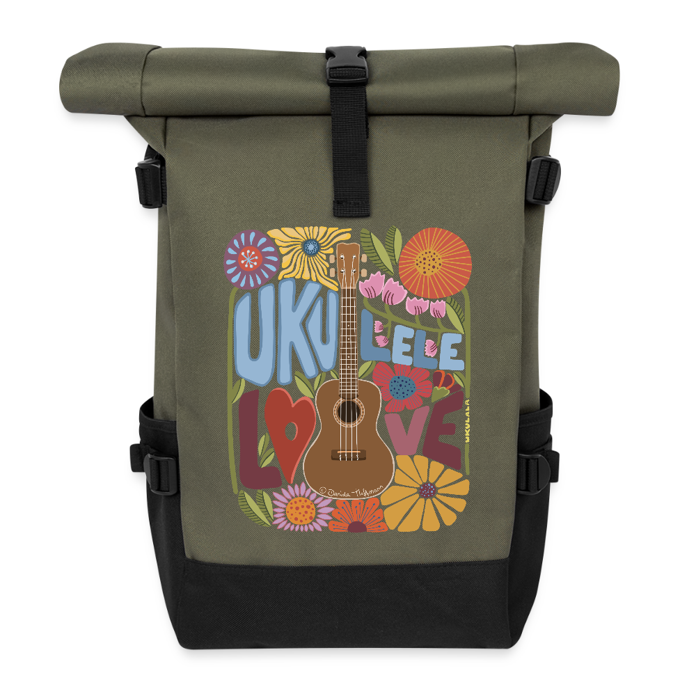 Ukulele Rolltop Rucksack "Leo-lele" - Olive/Schwarz