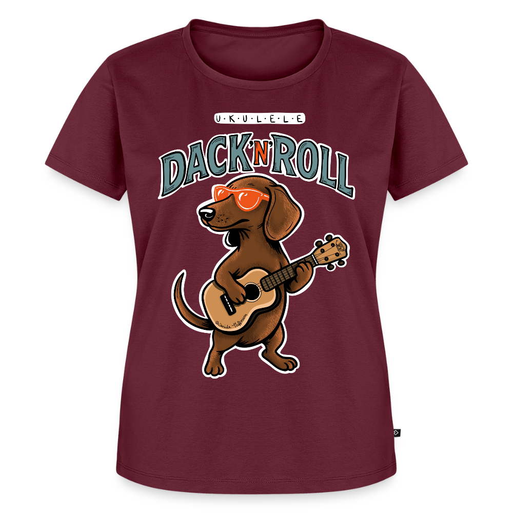 Damen Premium T-Shirt - „Dack’n’Roll“" - Burgunderrot