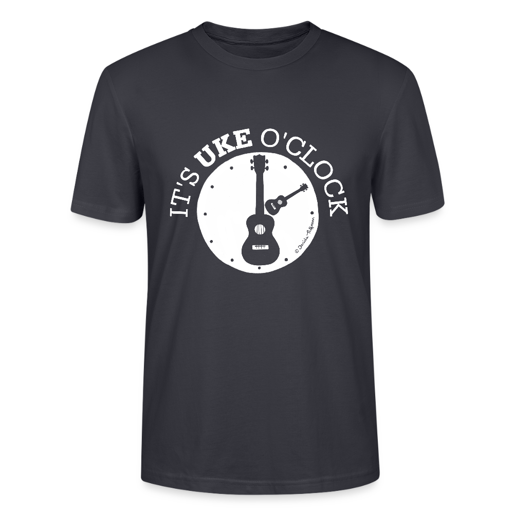 Unisex Ukulele-T-Shirt - "It's UKE o'clock" - Dunkles Graublau
