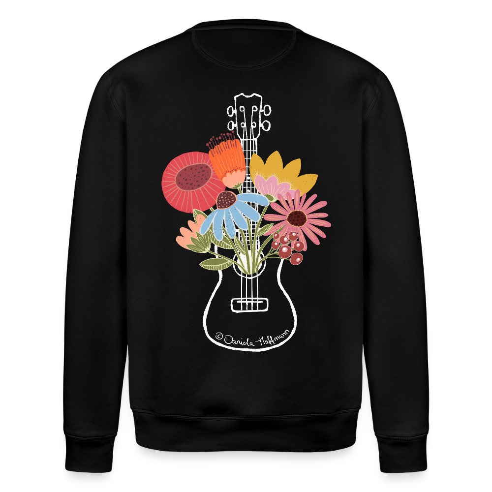 Ukulele-Sweatshirt - "Flower Power" - Schwarz