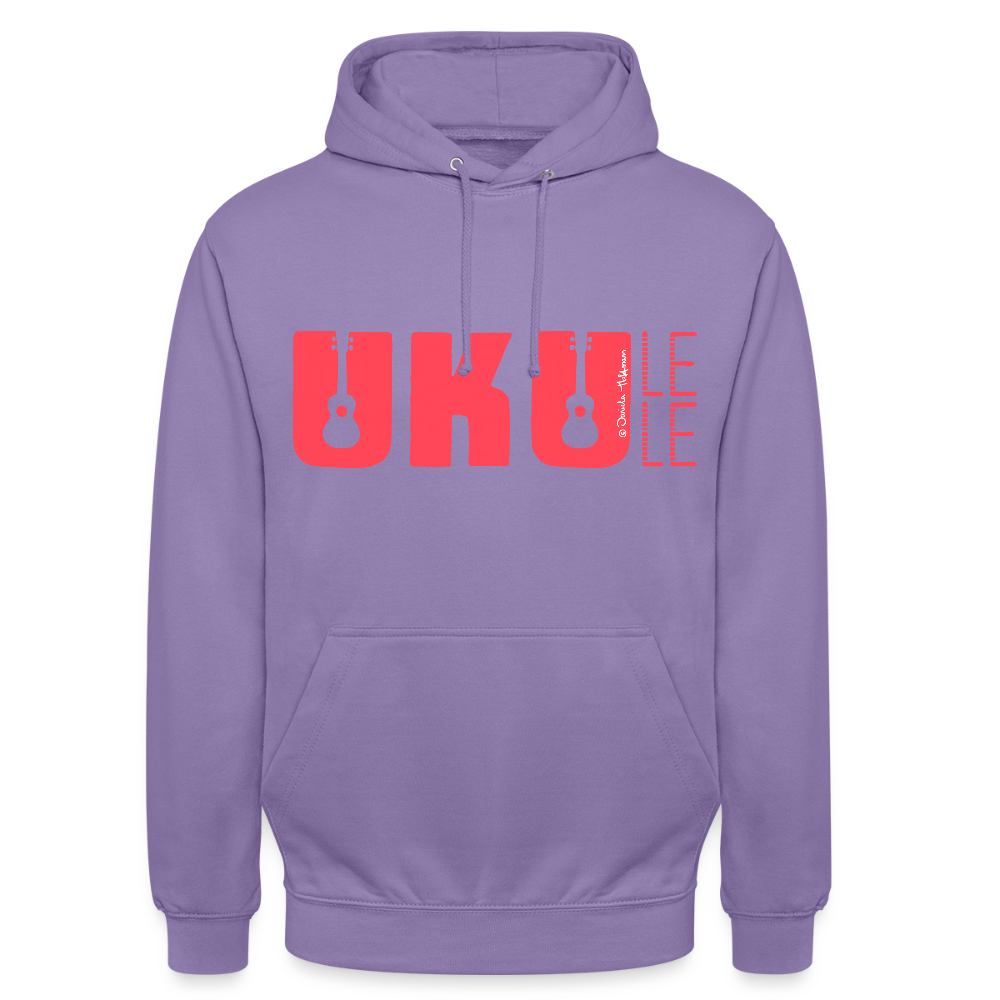 Ukulele Unisex Hoodie - "UKULELE" - Lavendel