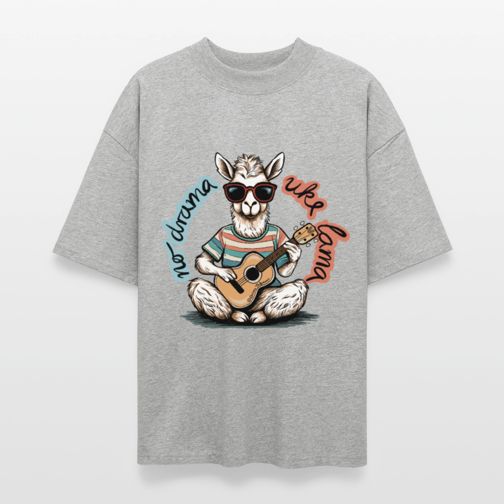 Ukulele Damen T-Shirt - "No drama - Uke Lama" - CURVY VIBES - Grau meliert