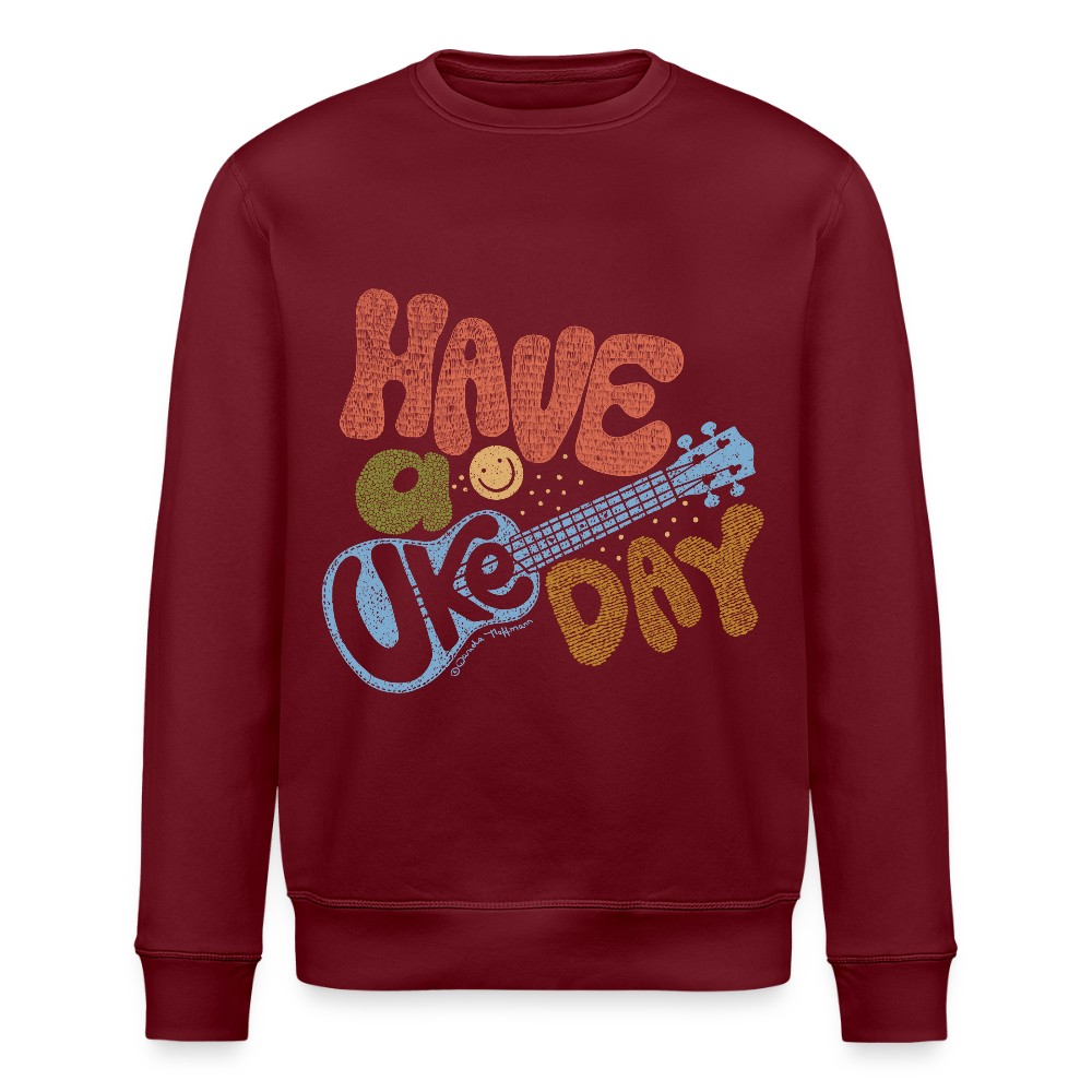 Ukulele-Sweatshirt - "Have a Uke day" - Burgunderrot