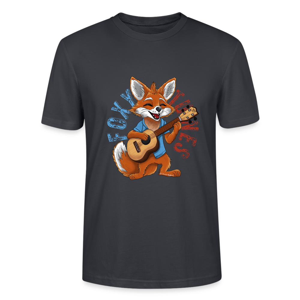 Ukulele T-Shirt Unisex - "Foxy Tunes" - Dunkles Graublau