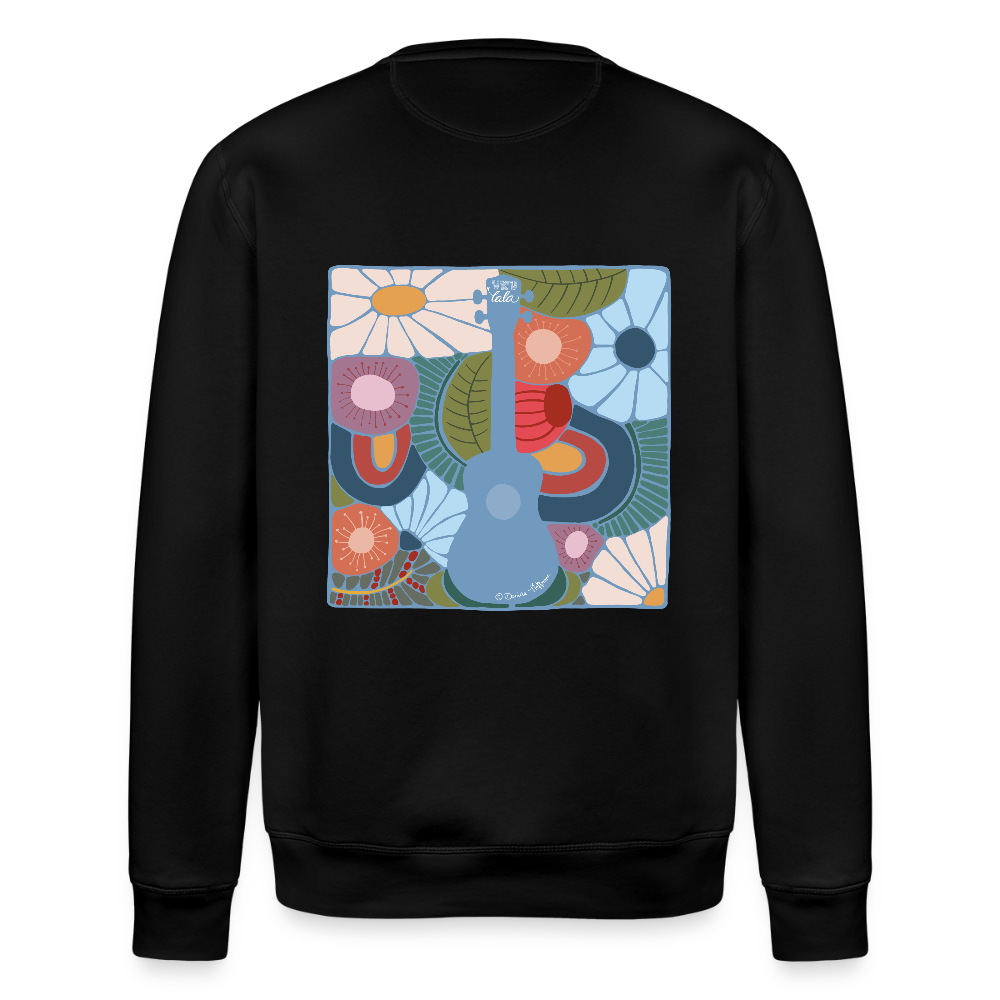 Ukulele-Sweatshirt - "Modern Flowers" - Schwarz