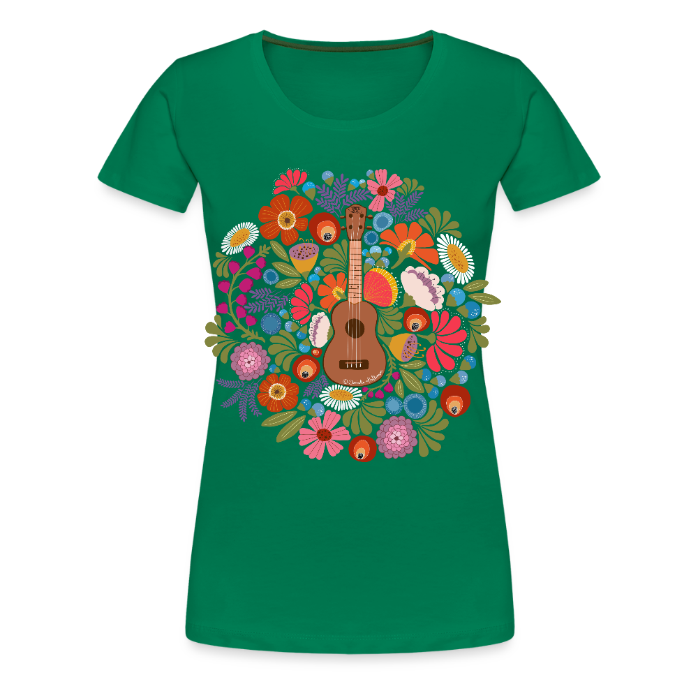 Damen Premium T-Shirt - Ukulele im Blumenmeer - Kelly Green