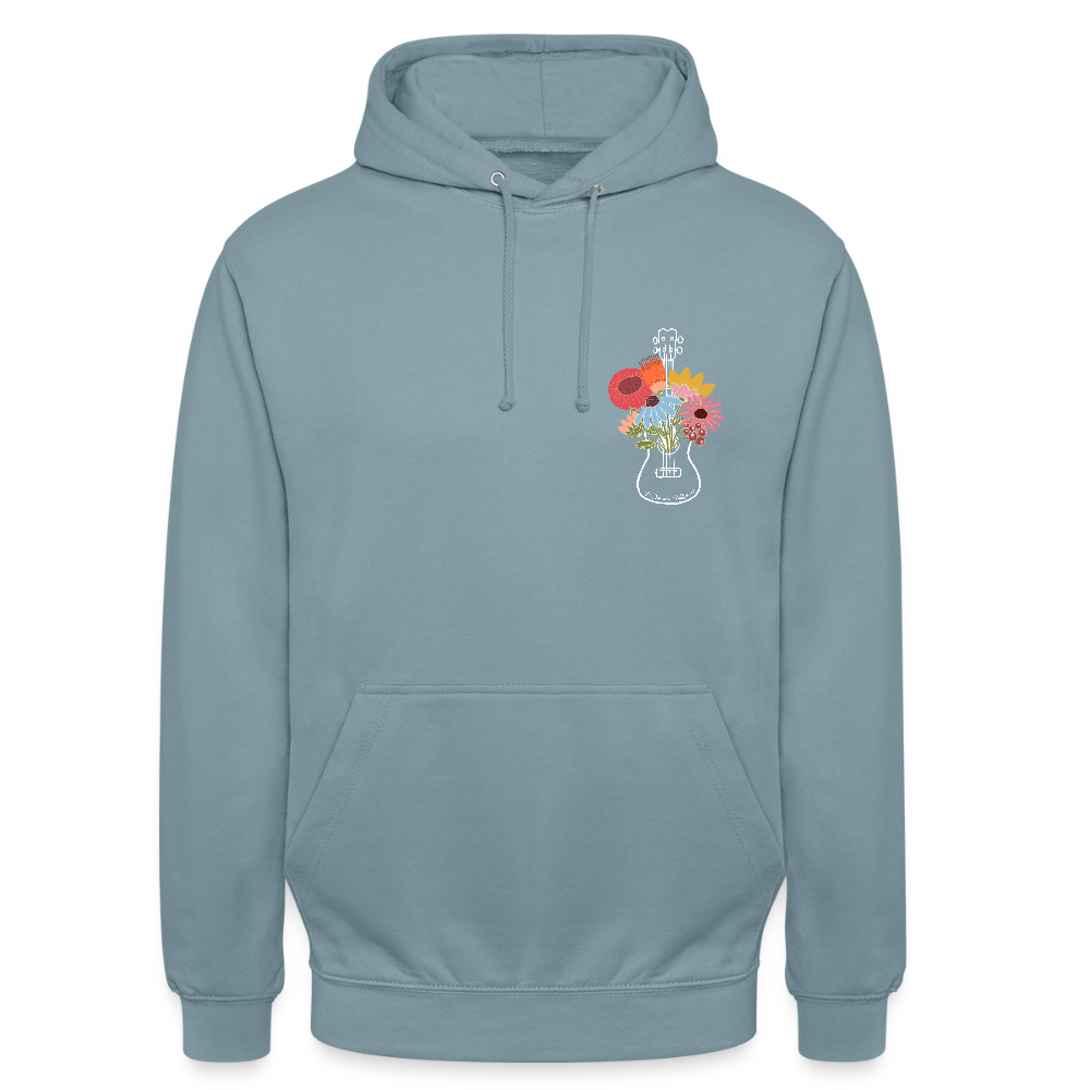 Ukulele Unisex Hoodie - "Flower Power" - Nebelblau