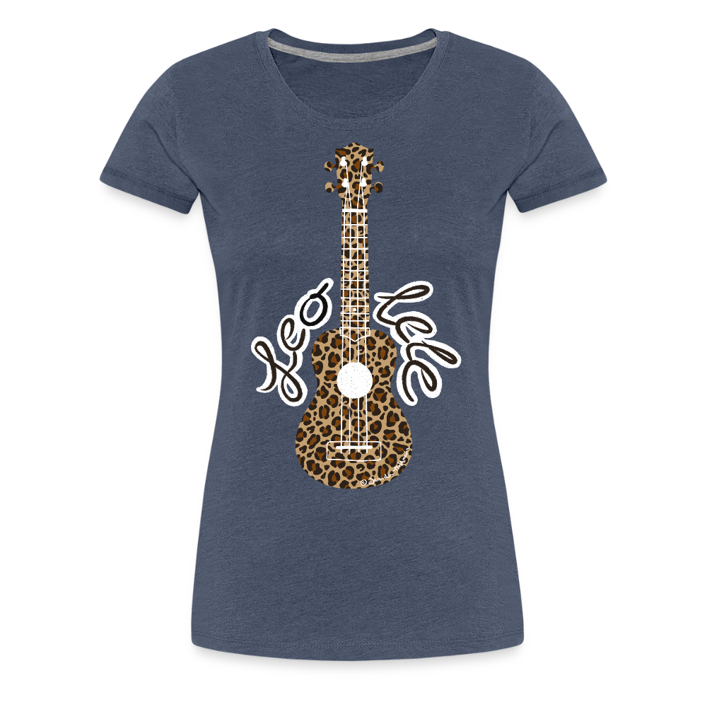 Damen Premium T-Shirt - "Leo-lele" - Blau meliert