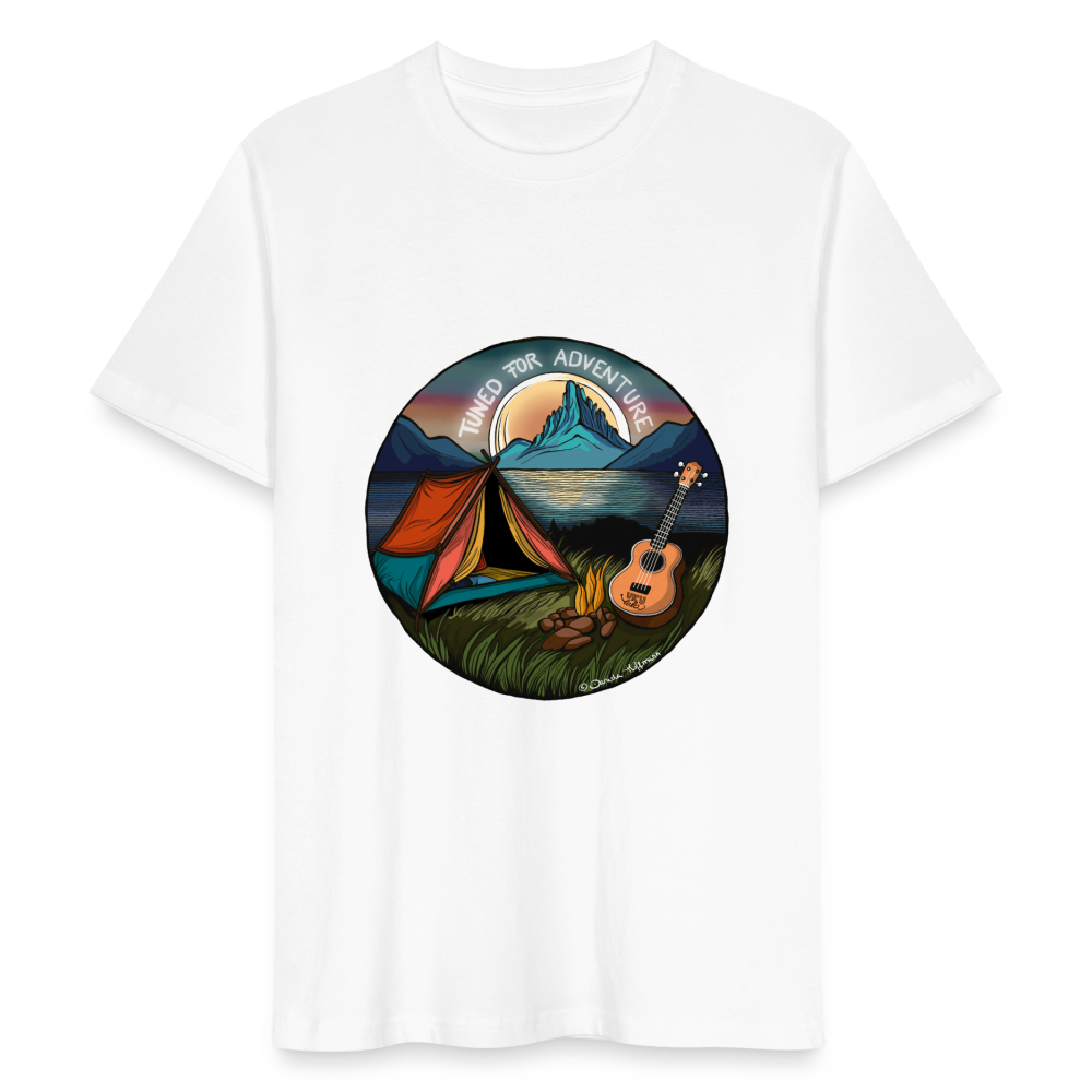 Ukulele T-Shirt Unisex - "Tuned for adventure" - Weiß