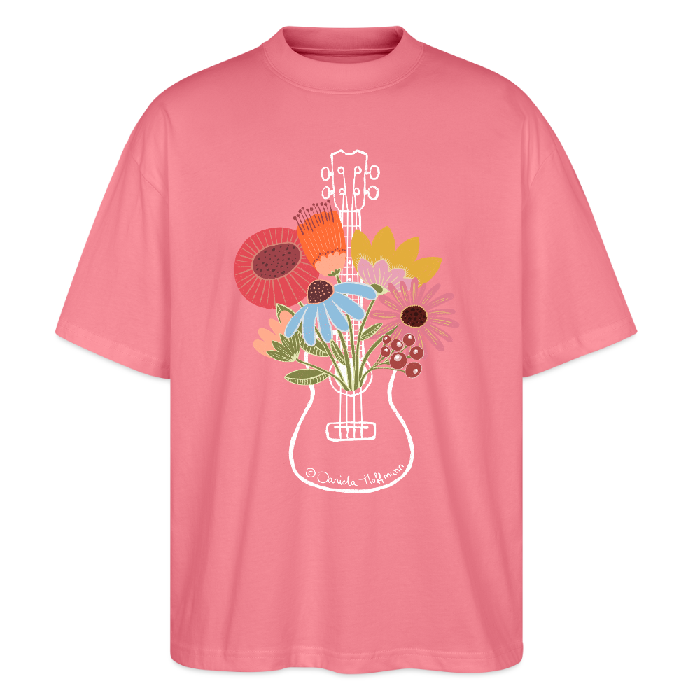 Ukulele Damen T-Shirt - "Flower Power" - CURVY VIBES - Pink