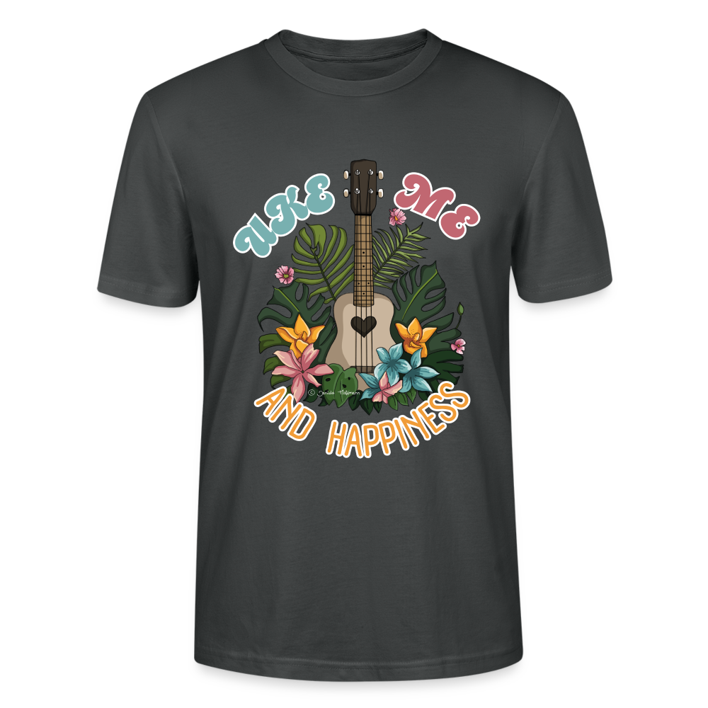 Ukulele T-Shirt - "Uke, me and happiness" - Anthrazit