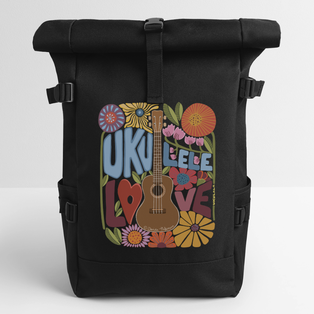 Ukulele Rolltop Rucksack "Leo-lele" - Schwarz