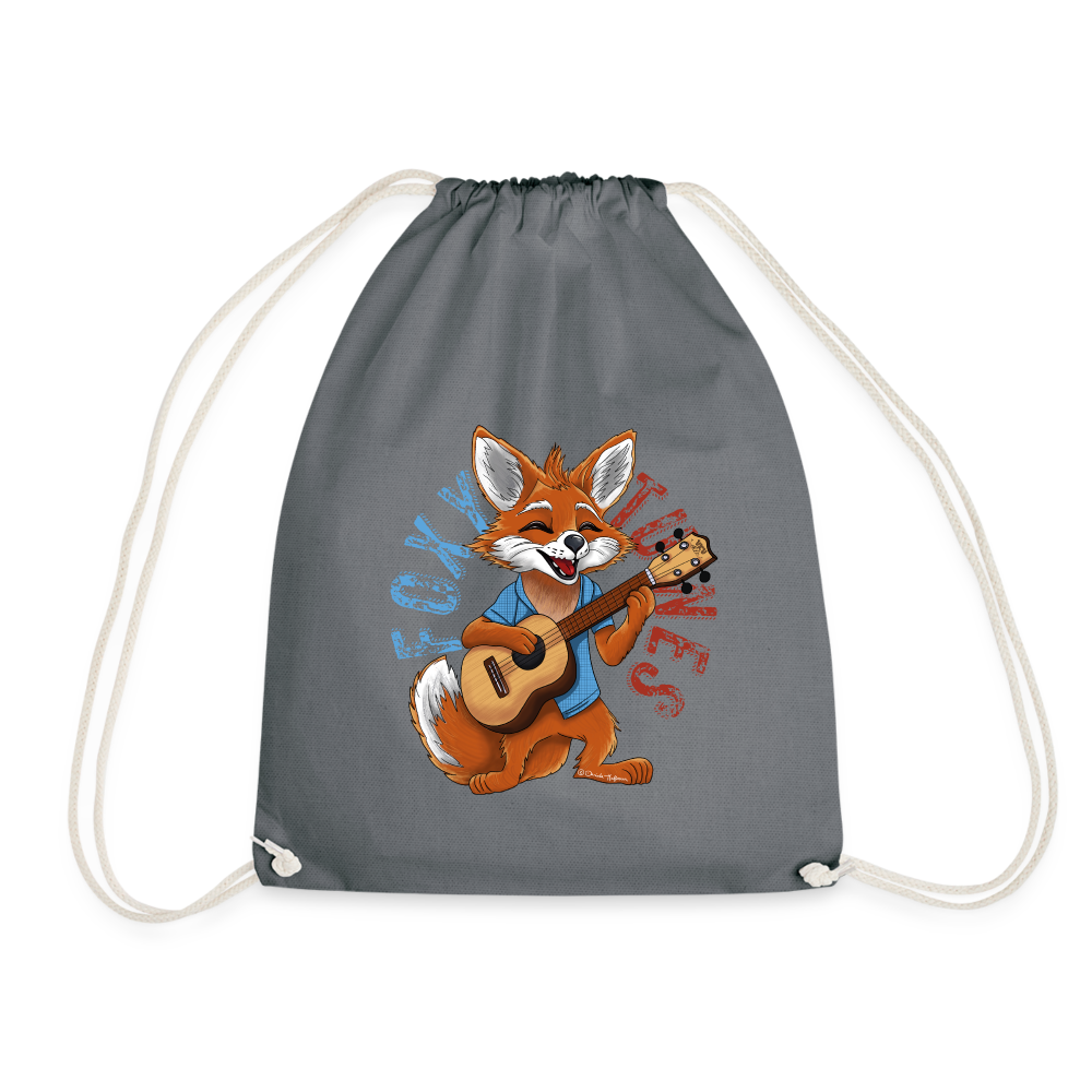 Ukulele Turnbeutel - Ukulele-Fuchs - handgezeichnetes Design - Grau