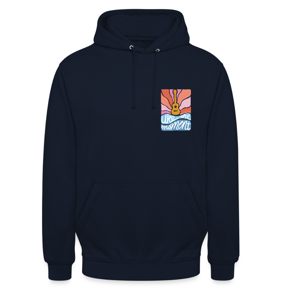Ukulele Unisex Hoodie - "Uke the moment" - Navy