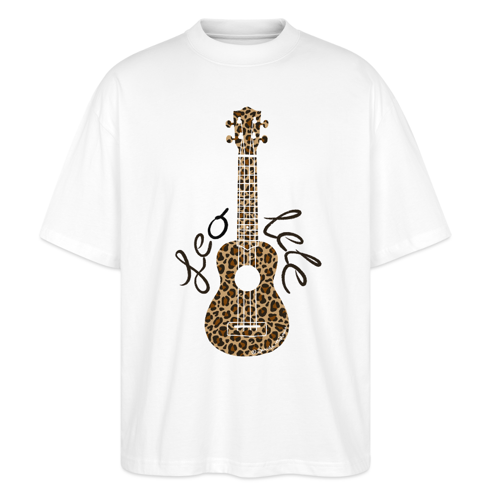 Ukulele Damen T-Shirt - "Leo-lele" - CURVY VIBES - Weiß