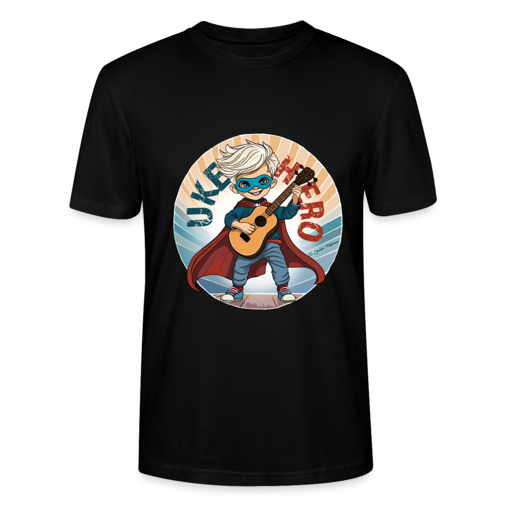 Ukulele T-Shirt Unisex - "UKE-Hero" - Schwarz
