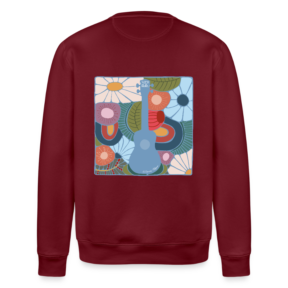 Ukulele-Sweatshirt - "Modern Flowers" - Burgunderrot