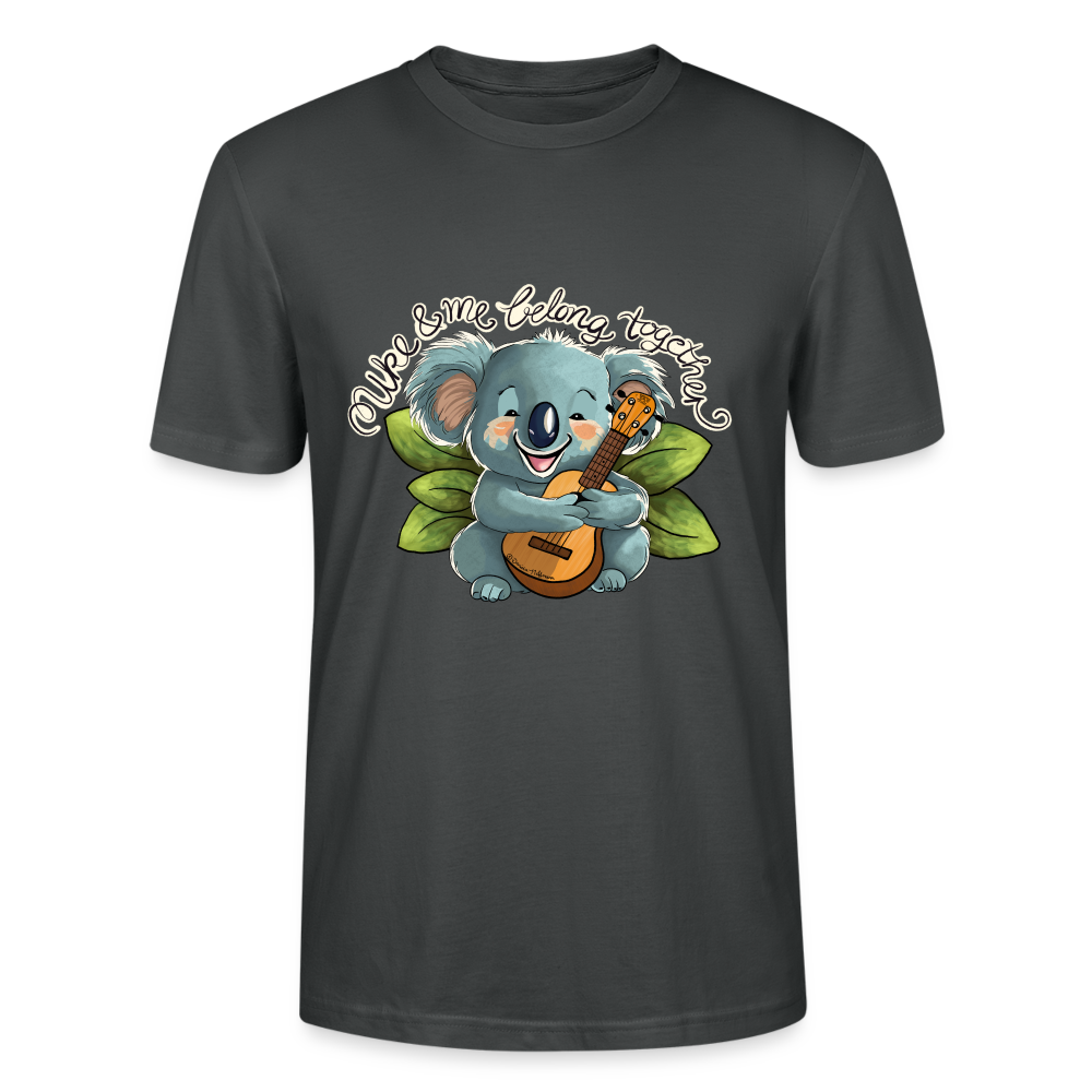 Ukulele T-Shirt Unisex - Uke & me belong together - handgezeichnetes Design - NEU - Anthrazit