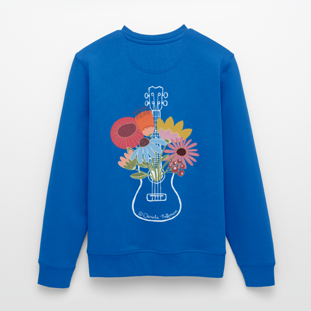 Ukulele-Sweatshirt - "Flower Power" - Königsblau