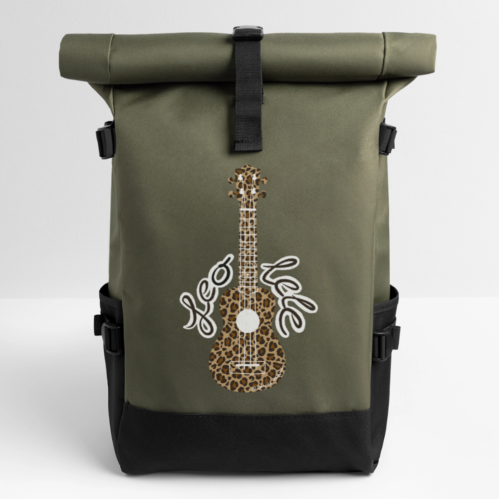 Ukulele Rolltop Rucksack "Leo-lele" - Olive/Schwarz