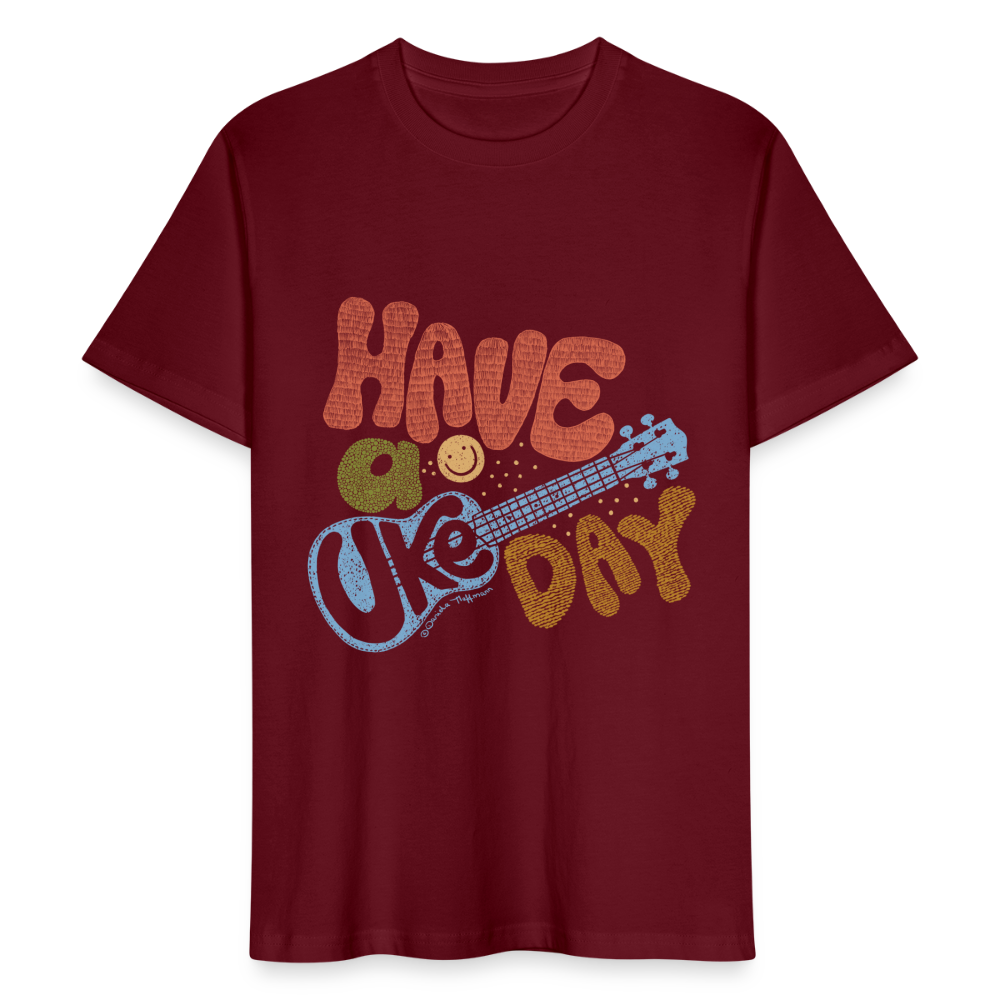 Ukulele T-Shirt Unisex - "Have a Uke Day" - Burgunderrot