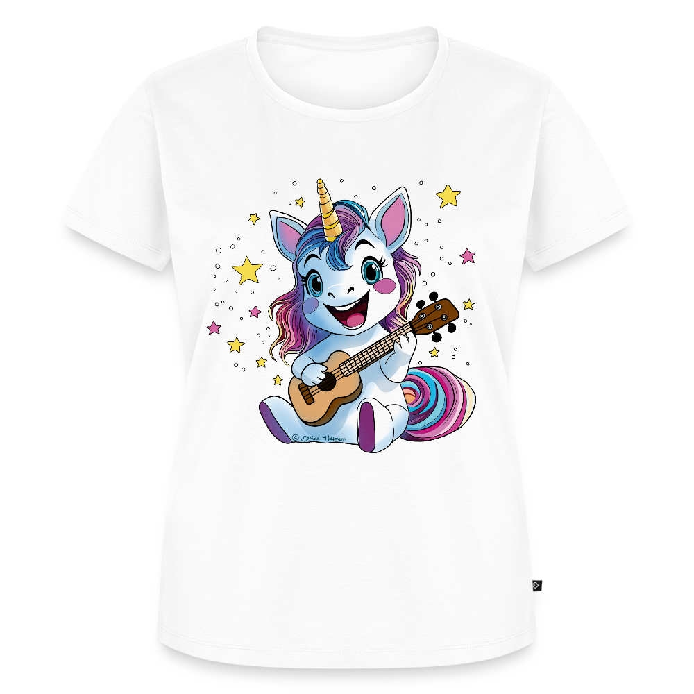Damen Premium T-Shirt - "Ukulele-Einhorn" - Weiß