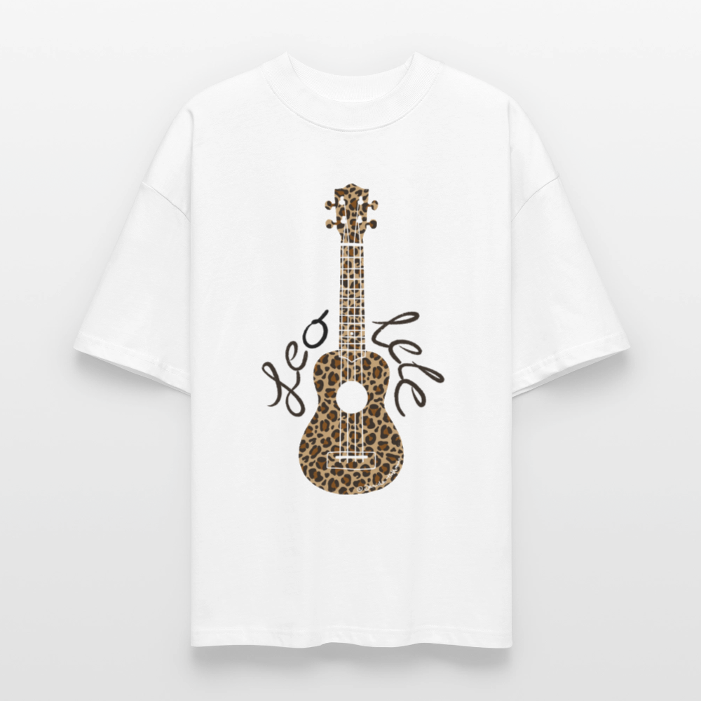 Ukulele Damen T-Shirt - "Leo-lele" - CURVY VIBES - Weiß