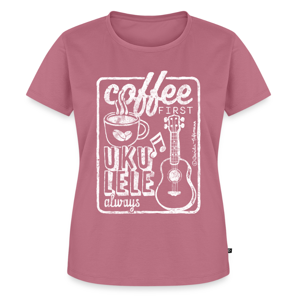 Damen Premium T-Shirt - "Coffee & Ukulele" - Mauve
