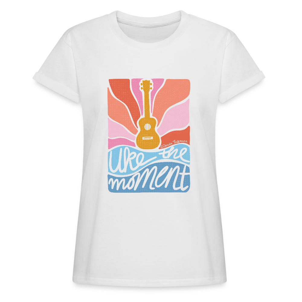 Ukulele Damen T-Shirt - "Uke the moment" - Weiß