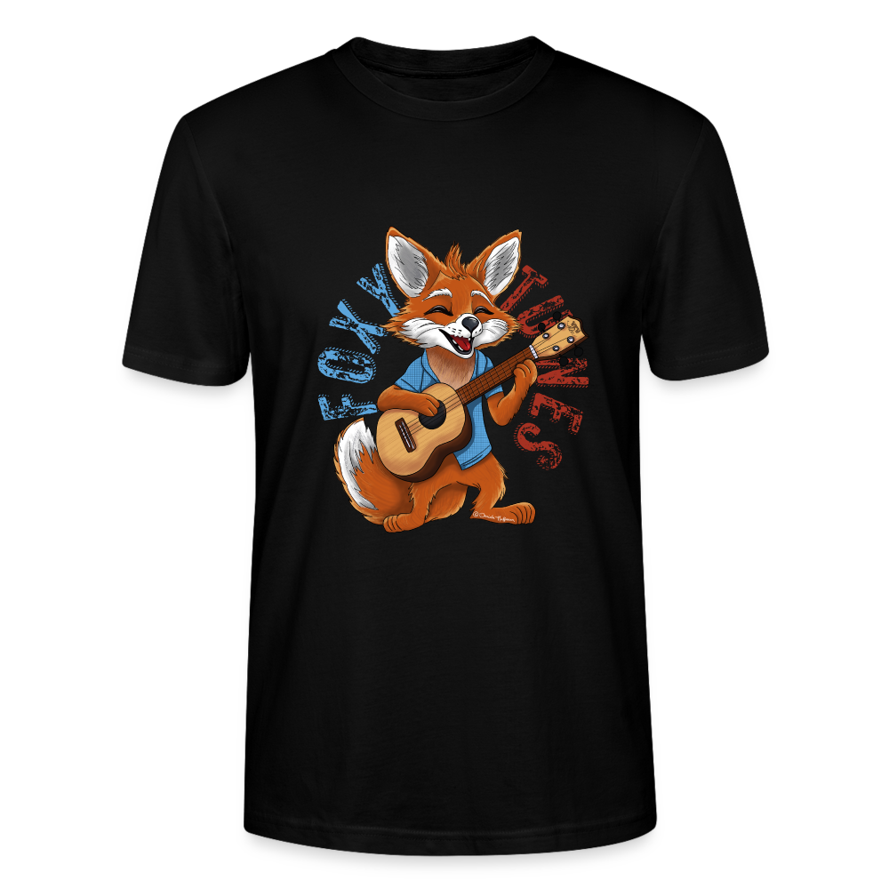 Ukulele T-Shirt Unisex - "Foxy Tunes" - Schwarz