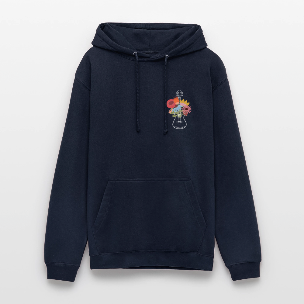 Ukulele Unisex Hoodie - "Flower Power" - Navy