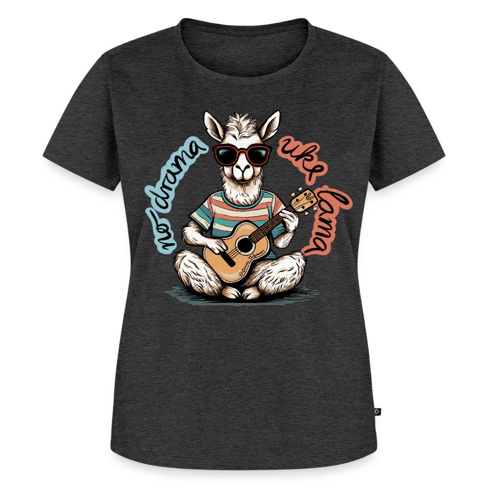 Damen Premium T-Shirt - "No drama - Uke Lama" - Anthrazit meliert