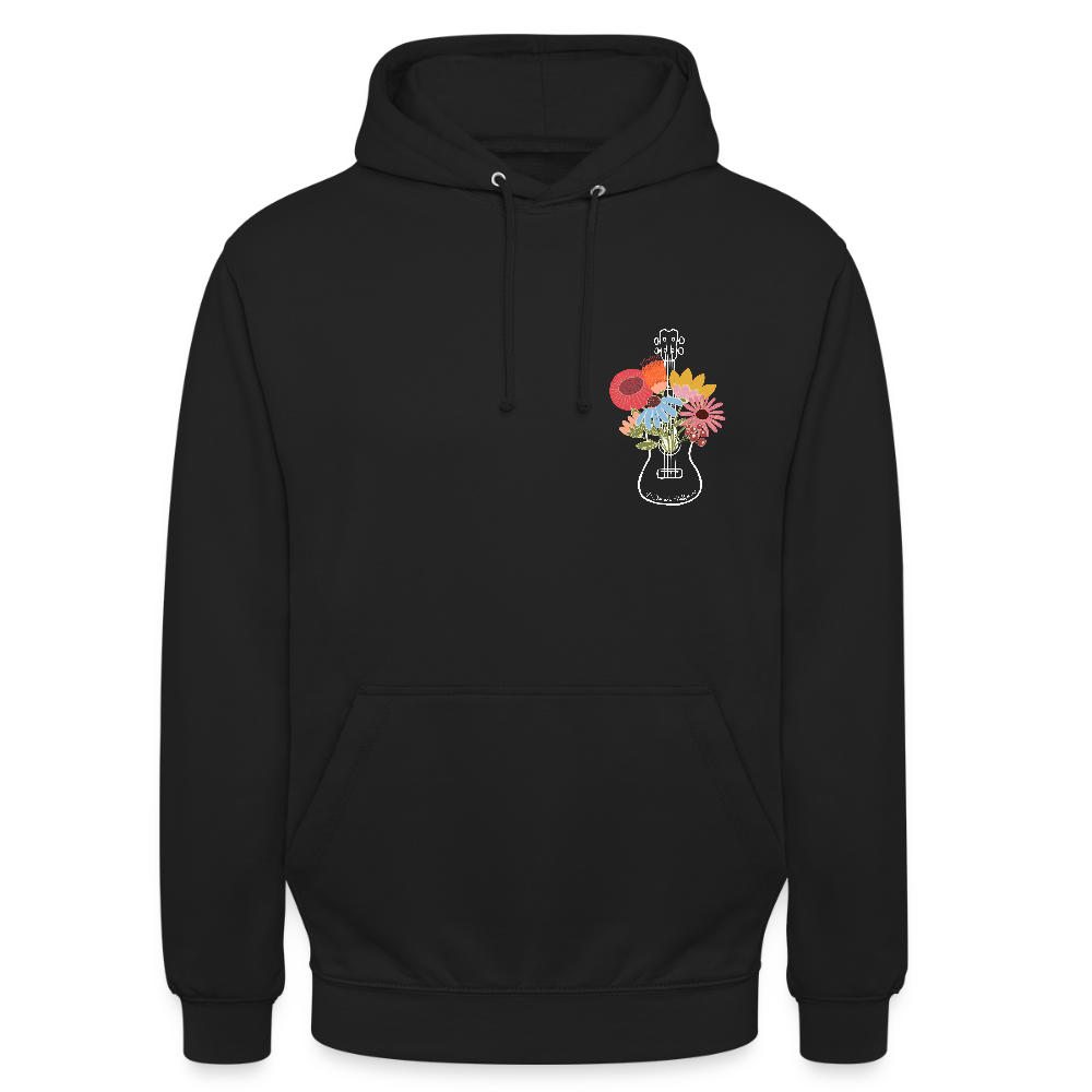 Ukulele Unisex Hoodie - "Flower Power" - Schwarz