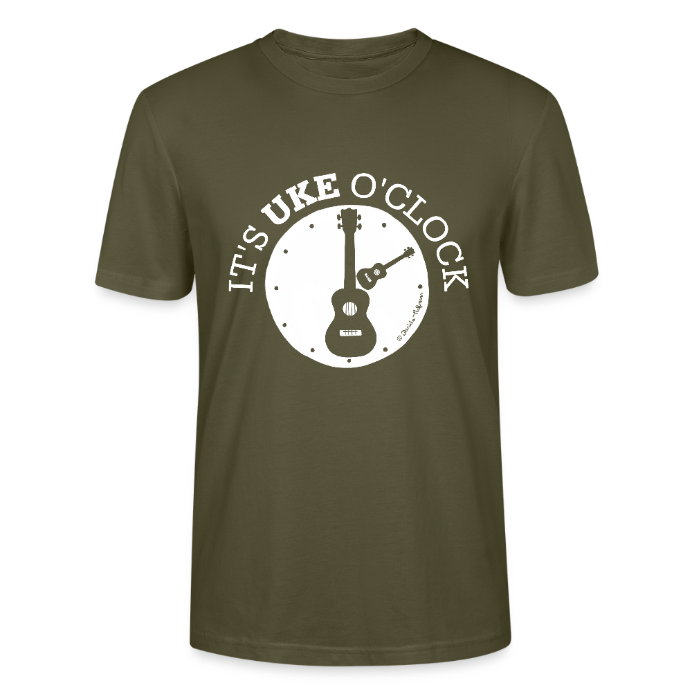 Unisex Ukulele-T-Shirt - "It's UKE o'clock" - Khaki