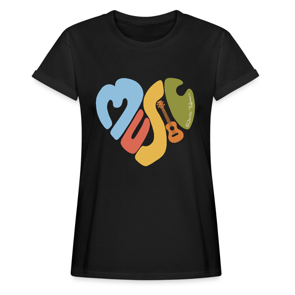 Ukulele Damen T-Shirt - "Music love" - Schwarz