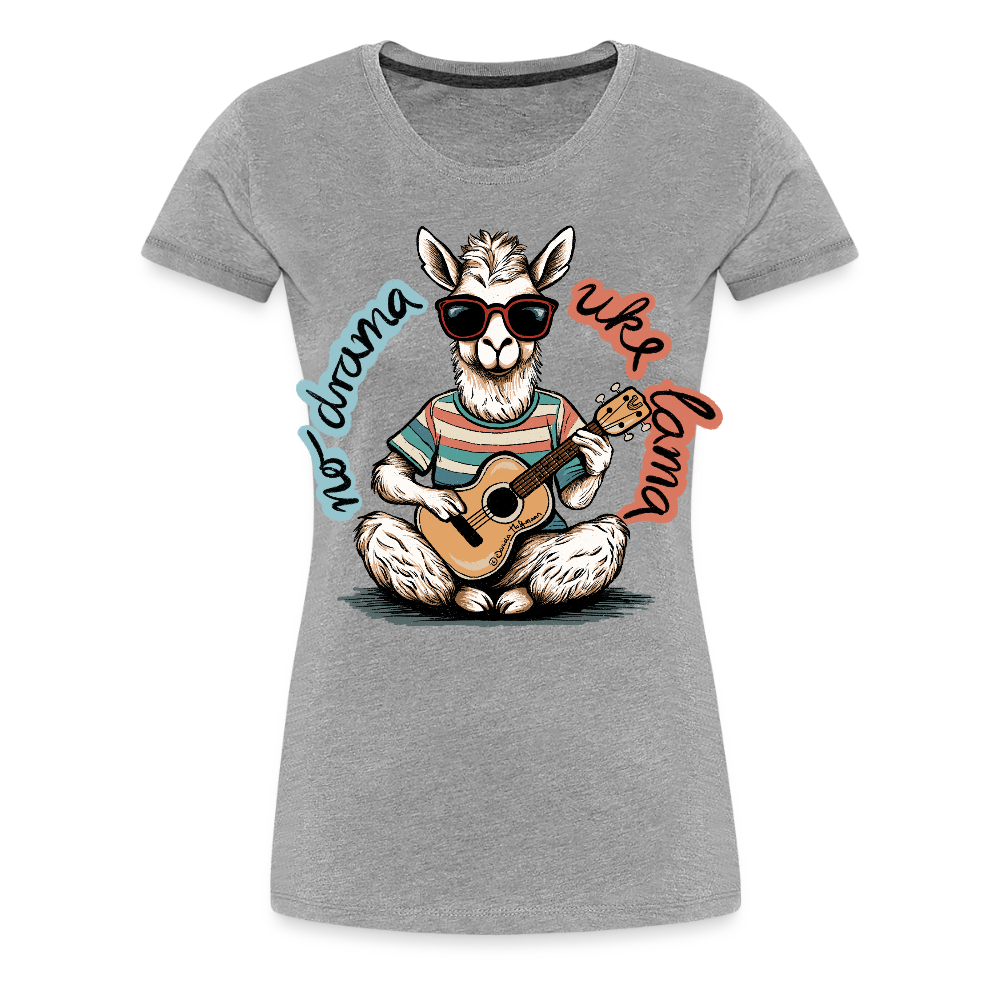 Damen Premium T-Shirt - "No drama - Uke Lama" - Grau meliert